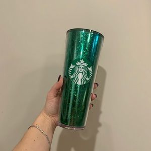 Starbucks 2019 Holiday Mercury Glitter Green Cold Cup Tumbler - 24oz